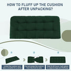 downluxe Outdoor Bench Cushion for Patio Furniture, Water Resistant Tufted Overstuffed Porch Swing Cushions, Thick Outdoor Loveseat Cushions, 44" X 19" X 5", Forest Green, Set of 1