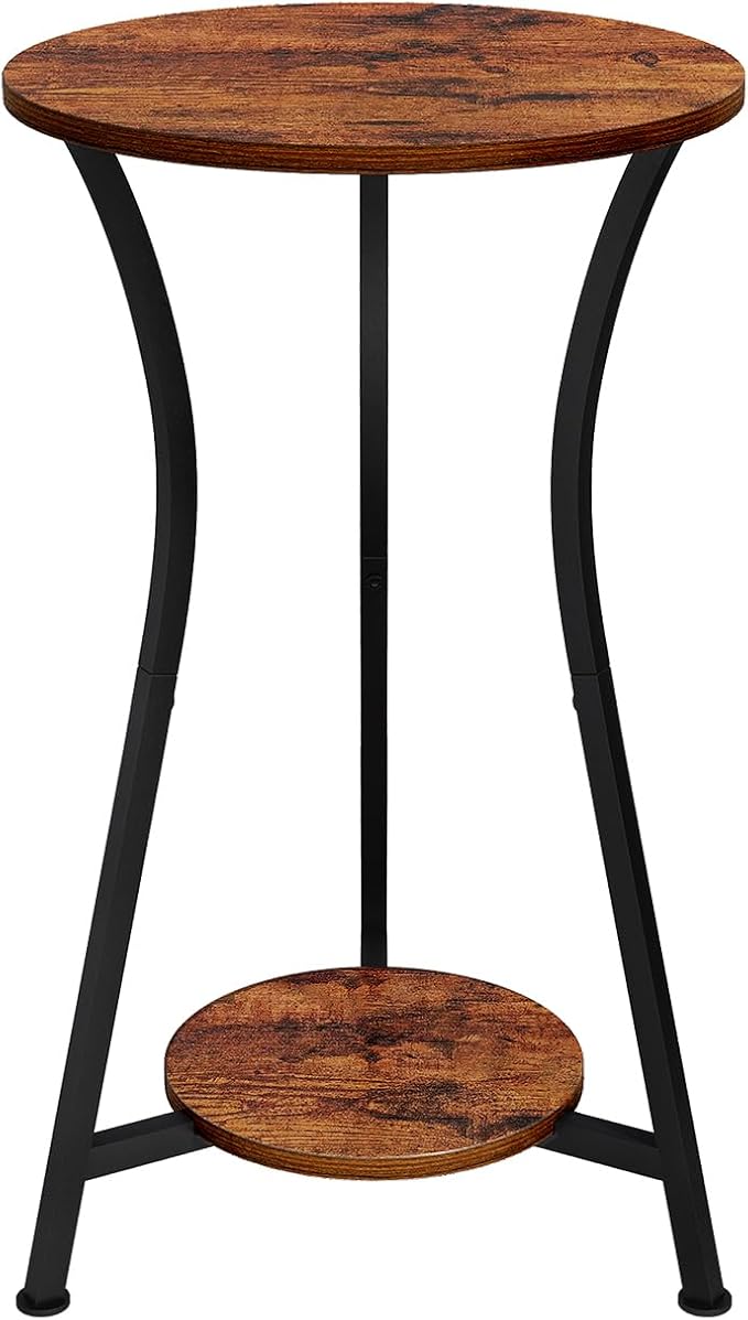 YINMIT Plant Stand Indoor, Plant Shelf Holder, Wood Corner Plant Stand, Metal Flower Stand for Indoor Plants, Small Round Side End Table for Living Room Balcony Garden (Retro, 2 Tier)