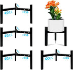 4 Pcs Mini 3Legs Adjustable Metal Plant Stand for 5"-10" Plant Pot – Indoor & Outdoor (Black, 4 Pcs)