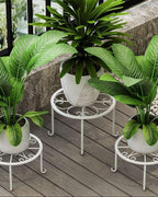 1 Pack Metal potted plant stand, rust-proof iron flower pot stand, heavy duty pot stand for indoor patio(White)