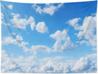 LB Blue Sky Cloud Tapestry for Bedroom Modern Aesthetic Nature Landscape Wall Decor Blue and White Clouds Wall Art for Living Room Dorm 92.5Wx70.9L Inch