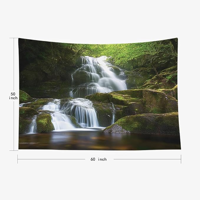 EMMTEEY Landscape Tapestry Wall Hanging Decor 60X50 Inch-Waterfall Mountain Scenery Durable Tapestries for Bedroom