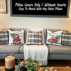 CARRIE HOME Brown Tartan Throw Pillow Covers 24 x 24 Large Pillow Covers Set of 2 Decorative 24x24 Inch Pillow Covers for Winter Holiday, Brown