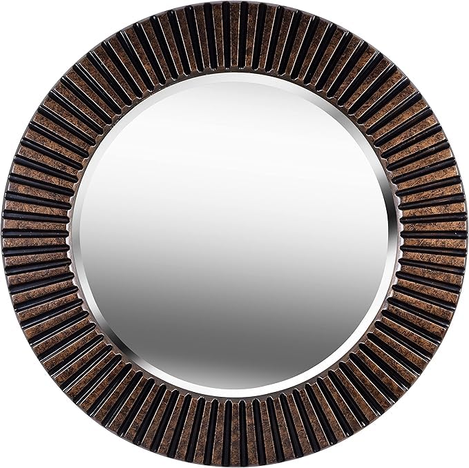 60021 Decorative Sunburst Wall Mirror – Bronze Finish, Painted Surface, Classic Style, 34" Diameter, Round Shape