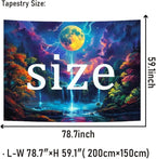 Heopapin Blacklight Tapestry Fantasy Moon Lightning Tapestries UV Reactive Tapestry Magic Waterfall Forest Landscape Tapestries Wall Hanging for Bedroom L78×W59
