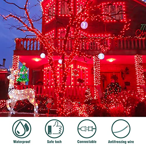 Hopolon Red Christmas Mini String Lights 2 Set 50Count 13Feet Incandescent Bulb Mini String Lights Waterproof for Indoor Outdoor Christmas Tree Garland Birthday Wedding Party Festival Decor,Red - color: Red,Green Wire, size: 2PACK, 50 count