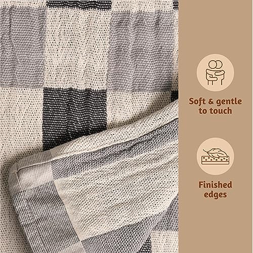 Folkulture Throw Blanket for Couch 50" x 60" |Cotton, Lightweight & Breathable Summer Blanket for Chair, Couch, Bed |Grey Comfort Throw Blankets for Living Room, Summer Must Haves, Graduation Gifts - color: Frost Gray