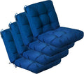 QILLOWAY Outdoor Seat/Back Chair Cushion Tufted Pillow, Spring/Summer Seasonal Replacement Cushions - Pack of 4 (Royal Blue)