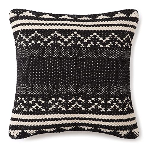 · REDEARTH · Boho Throw Pillow Covers - Bohemian Farmhouse Style - Accent Woven Indoor and Covered Patio Pillow Cushion Cases for Couch, Bed, Sofa – Set of 2-18"x18" - Ziggurat Obsession Black - color: Ziggurat Obsession Black, size: 18" x 18" (Pack of 2)