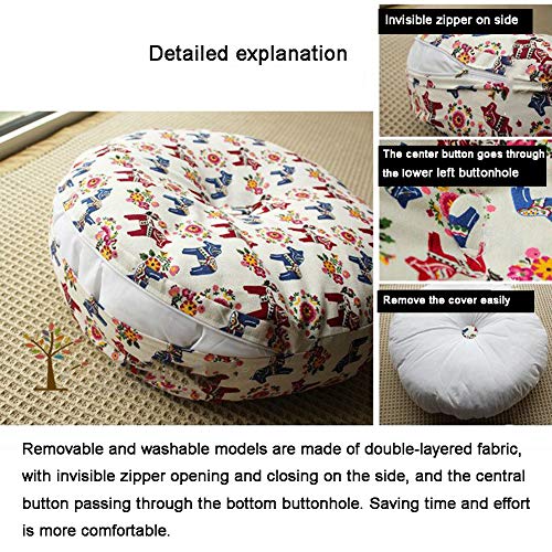 Bohemian Handicrafts Round Floor Seat Cushion Pad,Futon Tatami Seat Mat,Floor Pillow Chair Cushion for Living Room Balcony Outdoor Rose Red 50cm(20inch) - color: Rose Red, size: 50cm(20inch)