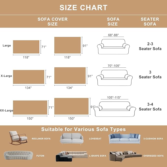 ROOMLIFE Dark Coffee Sofa Cover, Vintage Boho Couch Cover for 3 Cushion Sofa, Non Slip Chenille Sofa Slipcovers for Dog, Washable Furniture Sofa Protector Cover with Tassel for Living Room, 71''X118”