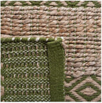SAFAVIEH Natural Fiber Collection Accent Rug - 3' x 5', Green & Natural, Handmade Boho Farmhouse Rustic Jute & Cotton, Ideal for High Traffic Areas in Entryway, Living Room, Bedroom (NFB653Y)