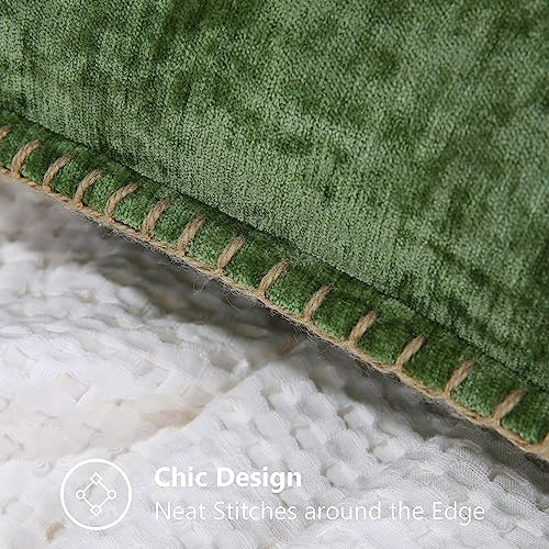 decorUhome Chenille Soft Cozy Throw Pillow Covers 18x18 Set of 2, Modern Farmhouse Boho Velvet Decorative Pillow Cases with Stitched Edge for Couch Sofa Bed Home Decor, Forest Green - color: Forest Elf, size: 18" x 18" (Pack of 2)