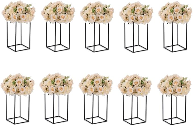 Black Plant Stand Pedestal Stand - 10 Pcs Metal Plant Stand, 15.75in Tall Flower Stand Vase Flower Holder, Wedding Centerpieces for Tables, Corner Planter Pot Rack for Living Rooms, Home, Patio Decor
