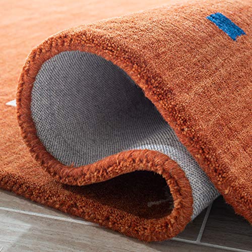 SAFAVIEH Himalaya Collection Area Rug - 5' x 8', Rust, Handmade Boho Tribal Wool, Ideal for High Traffic Areas in Living Room, Bedroom (HIM563P) - color: Rust, size: 5' x 8' (Rectangular)