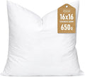 Artscope Synthetic Down Pillow Insert, 16x16 Down Alternative Throw Pillow Insert. Ultra Soft Fluffy Sleeping Pillow with 100% Cotton Cover, Decorative Pillows-White.