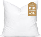 Artscope Synthetic Down Pillow Insert, 16x16 Down Alternative Throw Pillow Insert. Ultra Soft Fluffy Sleeping Pillow with 100% Cotton Cover, Decorative Pillows-White.