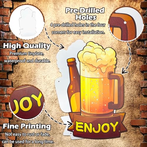 5Pcs Vintage Beer Metal Tin Signs, Retro Wall Decor Plaque Poster, Funny Beer Pub Signs, Metal Sign Iron Wall Art Decorations Garden Bar Accessories for Home Pub Club (Tin Sign04) - color: Tin Sign04