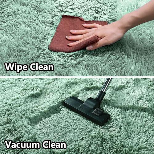 Awaytail Sage Rug Collection - 2 x 3' Non-Slip Height Pile 1.4" Plush Rug Rubber Backing - Throw Rugs Carpet for Bedroom - color: Sage, size: 2' x 3' (Rectangular)