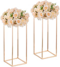 Gold Stand Wedding Centerpieces for Tables - 23.6in Tall Vases for Centerpieces, 2 Pcs Metal Column Flower Stand, Rectangular Flower Display Rack, Wedding Decorations for Tables, Party, Events, Home