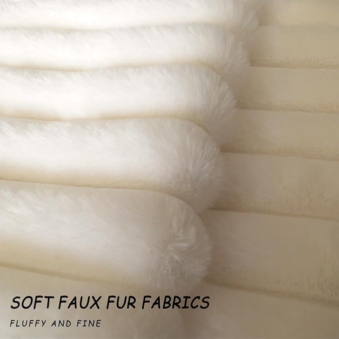 2 Pack Pillow Covers, 20x20 Faux Fur Square Throw Pillow Covers for Living Room Decorations Throw Pillow Case, Throw Pillow Cover Cushion Cover for Home Sofa Bedroom Car, Ice Cream