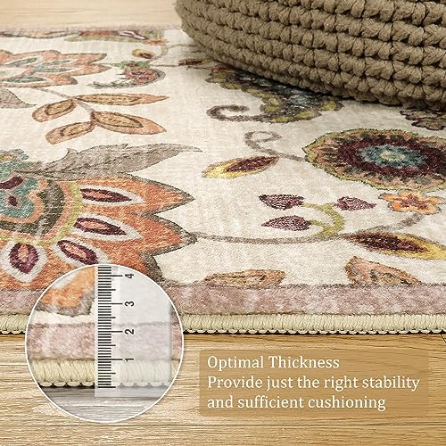 Morebes Vintage Floral Small Kitchen Rug,2x3 Rug Non Slip, Washable Paisley Design Door Rugs for Entryway Indoor,Non Shedding Kitchen Sink Throw Carpet for Bathroom Laundry, Beige Ivory - color: Ivory/Beige, size: 2' x 3' (Rectangular)