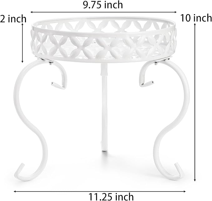 TOPZEA 2 Pack Metal Plant Stand for Flower Pot, Heavy Duty Potted Plant Holder Support Rack, Rustproof Iron Round Plant Pedestal Display Stands for Indoor Outdoor, Floor, Garden, Patio, Balcony, White