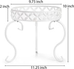 TOPZEA 2 Pack Metal Plant Stand for Flower Pot, Heavy Duty Potted Plant Holder Support Rack, Rustproof Iron Round Plant Pedestal Display Stands for Indoor Outdoor, Floor, Garden, Patio, Balcony, White