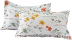 Nanko Floral Pillow Case Set (2 Pack), White Green Yellow Flower Leaf Spring Botanical Pattern Printed Farmhouse Soft Bedroom Decor Pillowcases/Pillow Shams - 20x30 inch Standard Queen Size