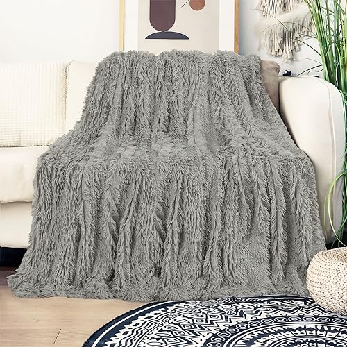 Tuddrom Decorative Extra Soft Faux Fur Blanket Twin Size 70" x 78",Solid Reversible Fuzzy Fluffy Cozy Plush Fleece Comfy Microfiber Blanket for Couch Sofa Bed,Quiet Grey - color: Quiet Grey, size: Twin-70" x 78"