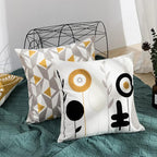 vctops Embroidery Cotton Decorative Throw Pillow Cover Boho Geometric Pattern Cushion Cover for Couch Sofa Bed (Grey Yellow,18"x18")