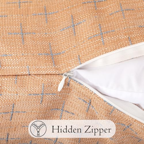 JoraLion Decorative 14x36 Lumbar Pillow Cover, Khaki Cross Pattern Woven Textured Cushion Case Polyester Cozy Modern Farmhouse Vintage Pillowcase for Couch Sofa Bed Living Room, ONLY 1 Cover - color: Khaki