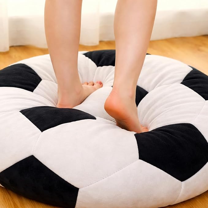 Extra Large Floor Pillow 35 Inch Soccer Round Floor Meditation Cushion for Adults Oversized Playroom Pillows Big Pillow for Reading Meditation Yoga Living Room Sofa Balcony(Soccer)