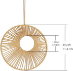 ANIUHL Round Macrame Wall Hanging Double-ring Woven Basket Geometric Circle Hoop Boho Modern Wall Art Home Decor for Bedroom Living Room(12 Inches)