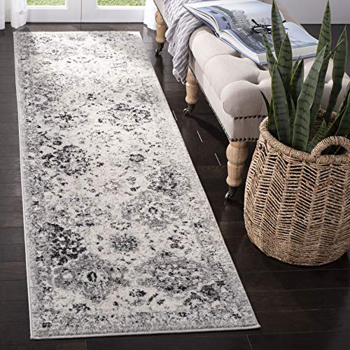 SAFAVIEH Madison Collection Runner Rug - 2'3" x 14', Silver & Grey, Boho Chic Distressed Design, Non-Shedding & Easy Care, Ideal for High Traffic Areas in Living Room, Bedroom (MAD611G) - color: Silver/Grey, size: 2'3" x 14' (Runner)