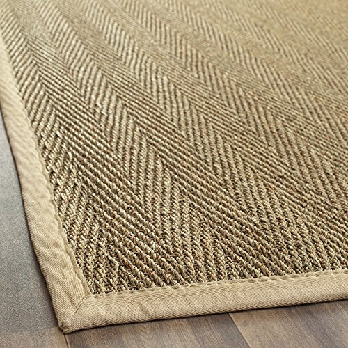 SAFAVIEH Area Rug 8x10 - Natural Fiber Collection - Large - Natural & Beige, Seagrass, Herringbone Pattern with Border (NF115A) - color: Natural/Beige, size: 8' x 10' (Rectangular)