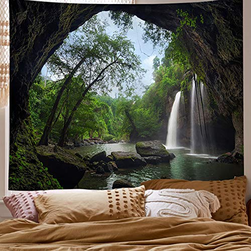Llamazing Forest Landscape Tapestry for Home Decor - Living Room Bedroom Decoration Magic Curtain (Waterfall, 60''L51''W) - color: Waterfall, size: 60"L x 51"W