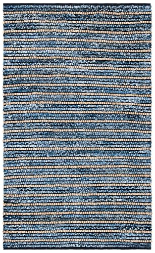 SAFAVIEH Cape Cod Collection Area Rug - 5' x 8', Blue & Natural, Handmade Flat Weave Braided Jute & Cotton, Ideal for High Traffic Areas in Living Room, Bedroom (CAP363A) - size: 5' x 8' (Rectangular)