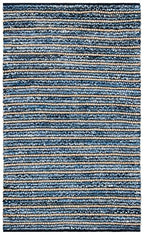 SAFAVIEH Cape Cod Collection Area Rug - 5' x 8', Blue & Natural, Handmade Flat Weave Braided Jute & Cotton, Ideal for High Traffic Areas in Living Room, Bedroom (CAP363A) - size: 5' x 8' (Rectangular)
