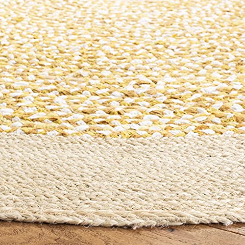 SAFAVIEH Cape Cod Collection Area Rug - 3' Round, Gold & Natural, Handmade Braided Jute & Cotton, Ideal for High Traffic Areas in Living Room, Bedroom (CAP210D) - color: Gold/Natural, size: 3' (Round)