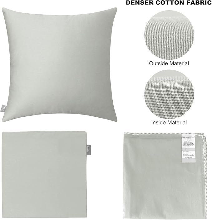 4-Pack 100% Cotton Comfortable Solid Decorative Throw Pillow Case,Thmyo Square Cushion Cover Pillowcase Sublimation Blank Pillow Covers DIY Throw Pillowcase for Sofa Bedroom(24x24 inch/ 60x60cm,Grey)