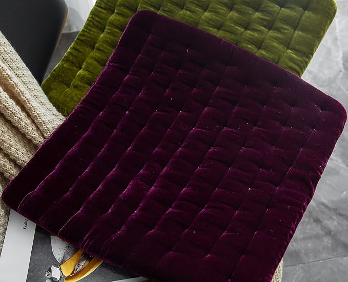 vctops Luxury Velvet Square Chair Pad Thin Soft and Comfy Chair Cushion Tufted Indoor Seat Cushion Pillow Tatami (Purple,17"x17")