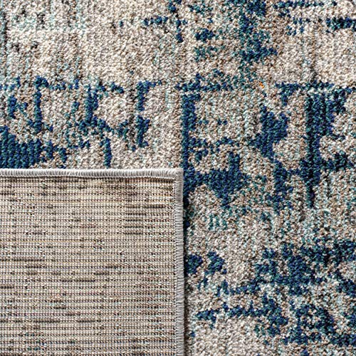 SAFAVIEH Madison Collection Runner Rug - 2'2" x 6', Grey & Blue, Modern Abstract Design, Non-Shedding & Easy Care, Ideal for High Traffic Areas in Living Room, Bedroom (MAD460K) - color: Grey/Blue, size: 2'2" x 6' (Runner)