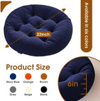 4Pcs Floor Pillows for Adults, Meditation Cushions, Large Round Sitting Cushion Living Room Memory Foam Pillow for Sitting (4, Navy, 22x22x6 Inch)
