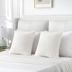 FUTEI Cream White Throw Pillow Covers 20x20 Inch Set of 2,Furry Faux Fur Teddy Boucle Textured Cushion Covers,Soft Fluffy Decorative Pillow Case,Home Decor for Couch Bed Living Room Office Car