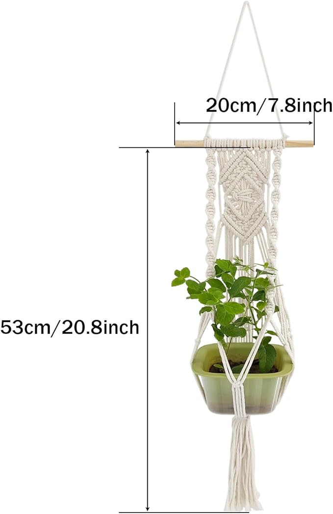 Boho Macrame Plant Hangers Set of 2 - Hanging Planter with Patterns, Handmade Cotton Rope Hanging Baskets for Indoor Outdoor Plants, Bohemian Home Wall Decor Art