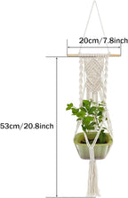 Boho Macrame Plant Hangers Set of 2 - Hanging Planter with Patterns, Handmade Cotton Rope Hanging Baskets for Indoor Outdoor Plants, Bohemian Home Wall Decor Art