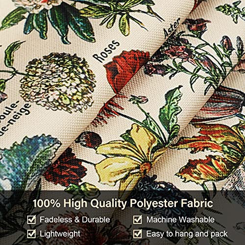 Tegeme Vintage Tapestry 52 x 13 Inch, Long Vertical Wall Hanging Reference Illustrative Botanical Tassel Tapestry for Bedroom Living Room Home Decoration(Flower)