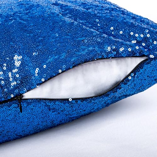 ShinyBeauty Blue Throw Pillows Cover for Couch, Sequin Pillow Case 20"X20" Set of 2, Royal-Blue Cushion Covers Throw Pillow Cases for Sofa,Bed,Home Decorations - color: Royal Blue, size: 20" x 20" (Pack of 2)