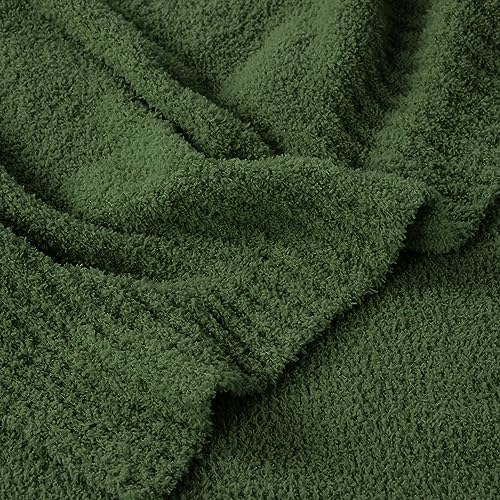 JOOJA Dark Green Blanket Warm Queen Size Fuzzy Knitted Oversized Luxury Bed Blankets, Soft Throw for Bed, Lightweight Plush for Cozy Nights (Dark Green, 90x90) - color: Dark Green, size: 90x90